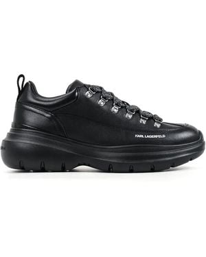KARL LAGERFELD Logo-Print Lace-Up Trainers - Black
