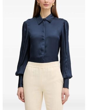Fracomina Puff-Sleeve Button-Up Shirt - Blue