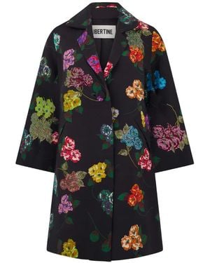 Libertine Notched-Lapel Floral-Print Coat - Blue