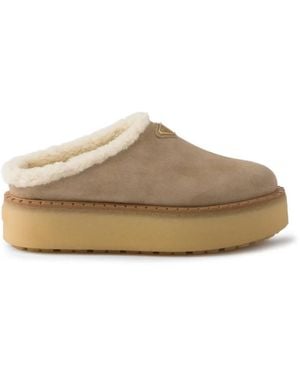 Prada Suede Slippers - Natural
