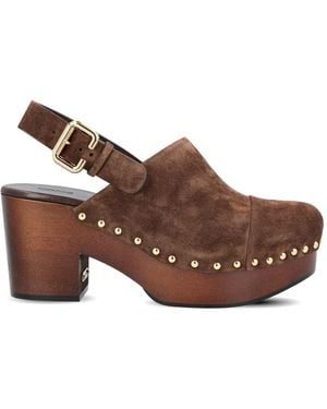 Chloé Studded Slingback Heeled Pumps - Brown