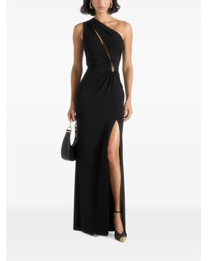 Manière De Voir Vanessa Asymmetric Ruched Teardrop Detail Maxi Dress - Black