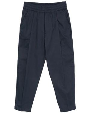 Yes London Elasticated-Waist Cargo Trousers - Blue