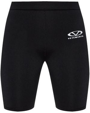 Vetements Logo-Print Track Shorts - Blue