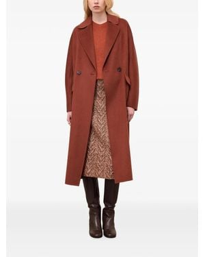 Ottod'Ame Belted Notched-Lapel Coat - Red