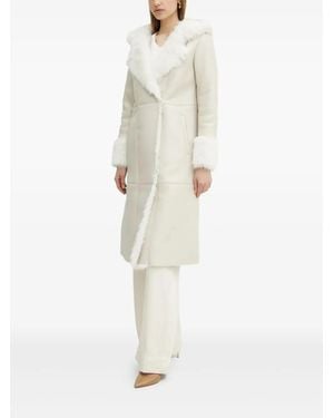 Guess Faux-Fur-Trimmed Hooded Coat - White