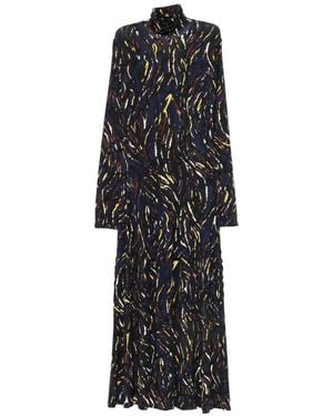 Proenza Schouler Abstract-Print High-Neck Maxi Dress - Black