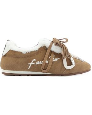 FARM Rio Stassel-Detail Shearling-Trim Trainers - Brown