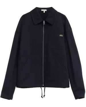 Loewe Logo-Embroidered Zip-Up Jacket - Blue