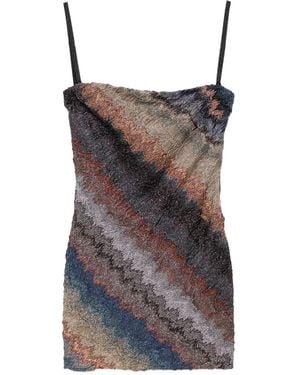 Missoni Zigzag Strapless Mini Dress - Brown