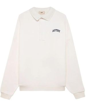 Autry Long-Sleeve Logo-Detail Polo Shirt - White