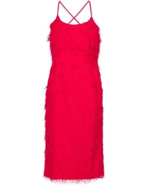 Twinset Frayed Midi Dress - Red