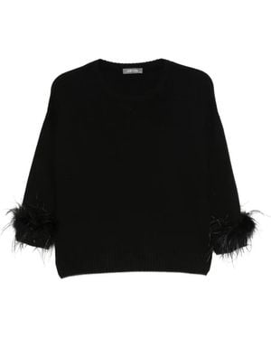 Philo-Sofie Cashmere Pullover mit Federbesatz - Schwarz