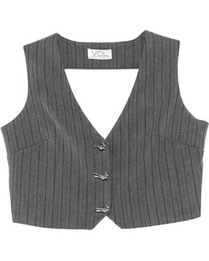 Vestiaire d'un Oiseau Libre Open-Back Pinstriped Vest - Grey