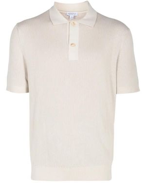 Sunspel Ribbed-Knit Short-Sleeve Polo Shirt - White