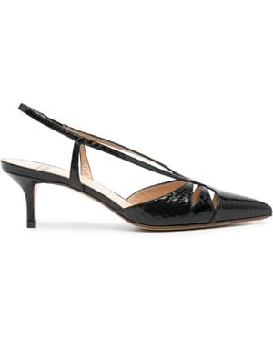 Francesco Russo Snakeskin-Effect Leather Pumps - Black
