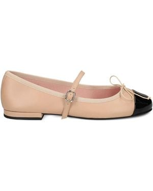 Pretty Ballerinas Irma Cap-Toe Bow Ballet Flats - Pink