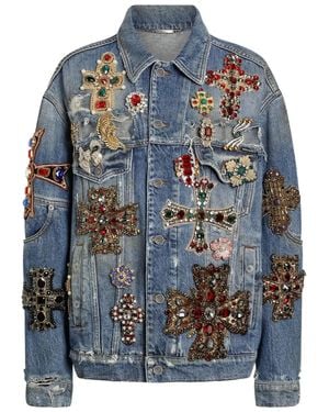 Dolce & Gabbana Verzierte Jeansjacke - Blau