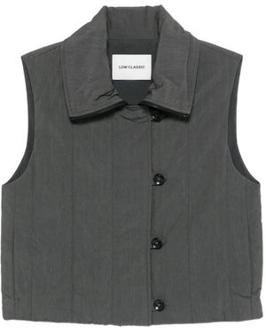 Low Classic Quilted Button-Fastening Vest - Black