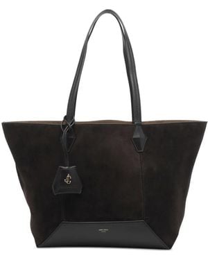 Jimmy Choo Diamond Leather-Trimmed Tote Bag - Black