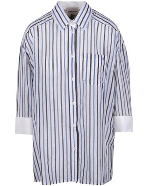 Semicouture Striped-Print Long-Sleeve Shirt - Blue
