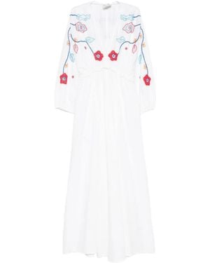 forte_forte Floral-Embroidered Cotton Maxi Dress - White