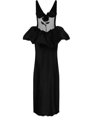 David Koma Flower Ruffled Maxi Dress - Black