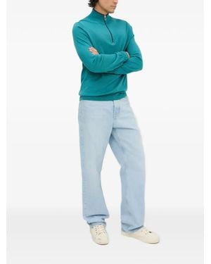 Paul Smith Half-Zip High-Neck Top - Blue