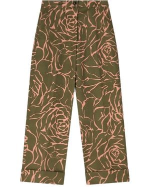 Dries Van Noten Cuffed Floral Pants - Green
