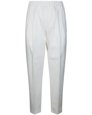 BE ABLE Double-Pleat Elasticated-Waistband Trousers - White