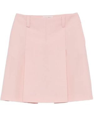 Miu Miu Pleated Logo-Embroidered Mini Skirt - Pink