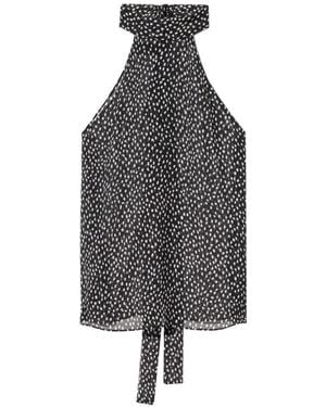 Nili Lotan Alla Polka-Dot Halterneck Top - Blue