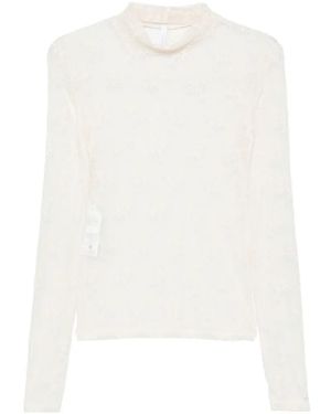 Imperial Lace Roll-Neck Top - White