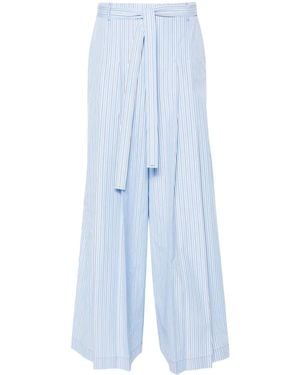 Alberta Ferretti Pleat-Detail Striped Palazzo Pants - Blue