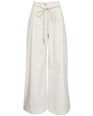 Lee Mathews Drawstring-Fastening Palazzo Trousers - White
