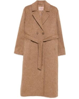 Twinset Double-breasted belted coat - Marrón