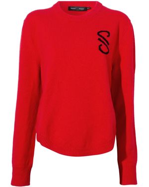 Proenza Schouler Intarsia Knit-Logo Merino-Wool Jumper - Red