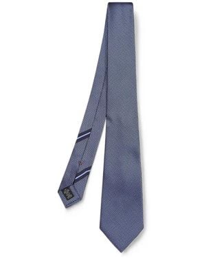 ZEGNA Geometric-Pattern Silk Tie - Blue