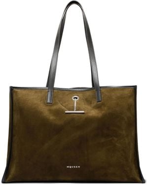 McQueen T-Bar Pendant Tote Bag - Brown