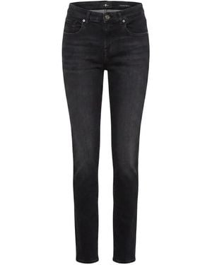 7 For All Mankind Faded-Effect Button-Fastening Jeans - Black