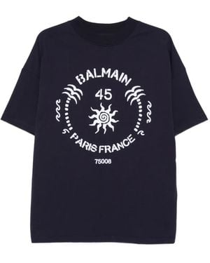 Balmain Graphic-Print T-Shirt - Blue