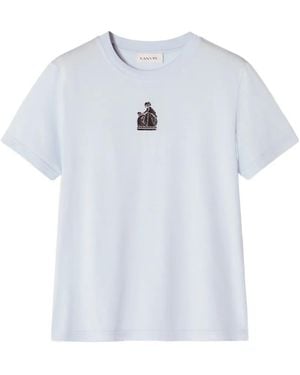 Lanvin Mother And Daughter Graphic Crew-Neck T-Shirt - Blue