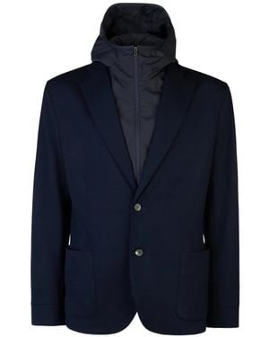 Sease Hooded Layered-Effect Jersey Blazer - Blue