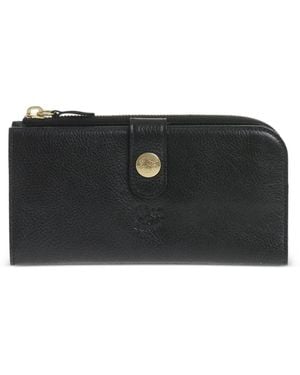 Il Bisonte Hammered Leather Engraved-Logo Wallet - Black
