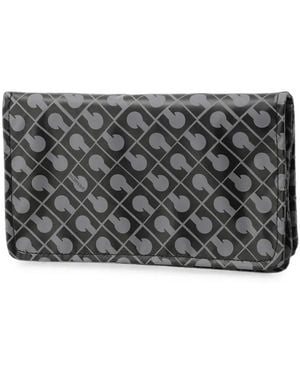 Gherardini Logo-Print Leather Cosmetic Bag - Gray