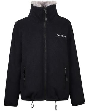 Miu Miu Fleecejacke aus Faux Fur - Schwarz