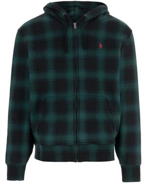 Polo Ralph Lauren Checked Zip-Up Hoodie - Green