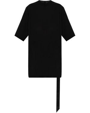 Rick Owens Short-Sleeve Draped-Hemline Top - Black