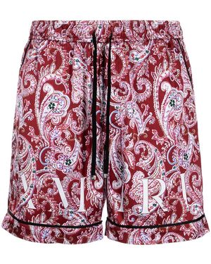 Amiri Paisley-Print Drawstring Shorts - Red