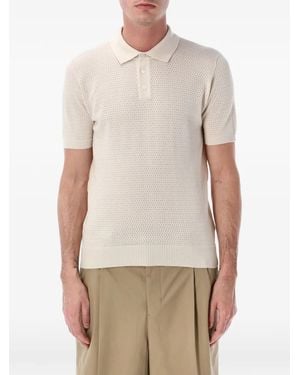 Roberto Collina Polo De Punto De Malla - Blanco